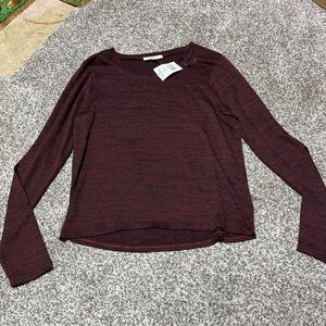 CLOUD CHASER L Womens Long Sleeve Lightweight Pullover Burgundy NWT Semi Sheer